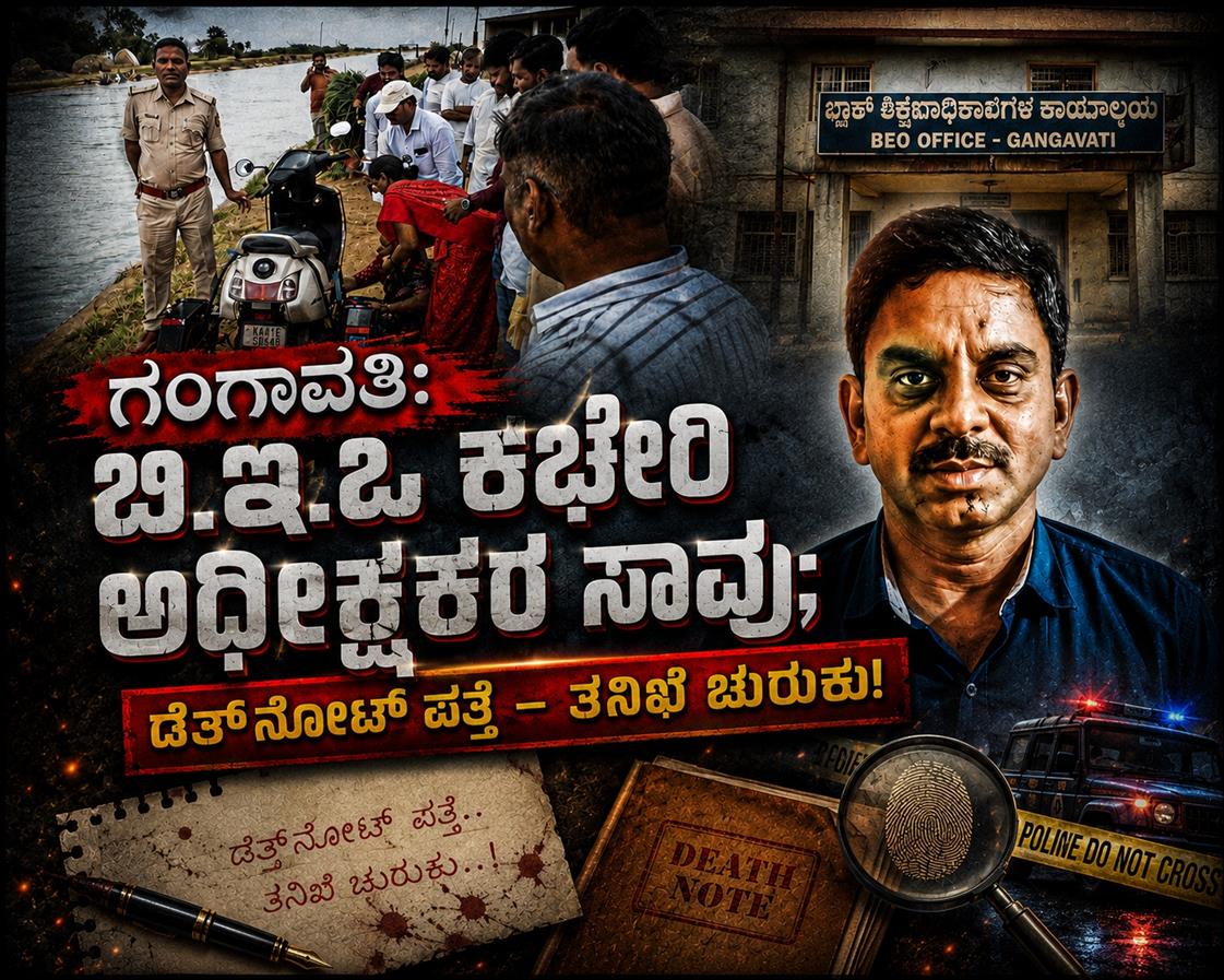 ಗಂಗಾವತಿ: ಬಿಇಒ ಕಚೇರಿ ಅಧೀಕ್ಷಕ ಆತ್ಮಹತ್ಯೆ; ಡೆತ್‌ನೋಟ್‌ ಪತ್ತೆ!