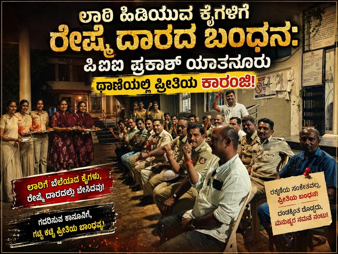 ಗಂಗಾವತಿ: ಲಾಠಿ ಹಿಡಿಯುವ ಕೈಗಳಿಗೆ ರೇಷ್ಮೆ ದಾರದ ಬಂಧನ: ಪಿಐ ಪ್ರಕಾಶ್ ಯಾತನೂರು ಠಾಣೆಯಲ್ಲಿ ಪ್ರೀತಿಯ ಕಾರಂಜಿ!
