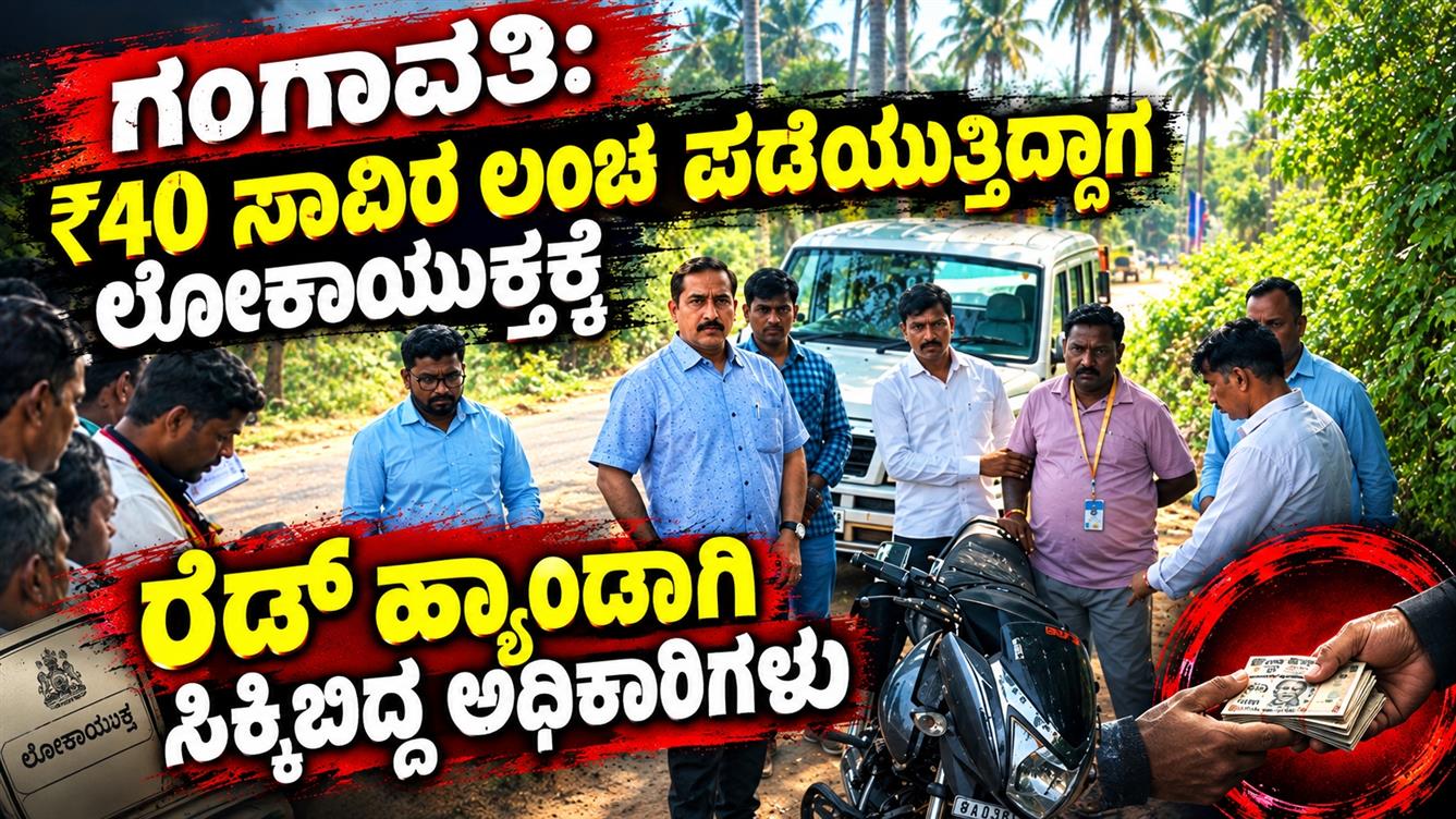 ಗಂಗಾವತಿ: ₹40 ಸಾವಿರ ಲಂಚ ಪಡೆಯುತ್ತಿದ್ದಾಗ ಲೋಕಾಯುಕ್ತಕ್ಕೆ ರೆಡ್ ಹ್ಯಾಂಡಾಗಿ ಸಿಕ್ಕಿಬಿದ್ದ ಅಧಿಕಾರಿಗಳು