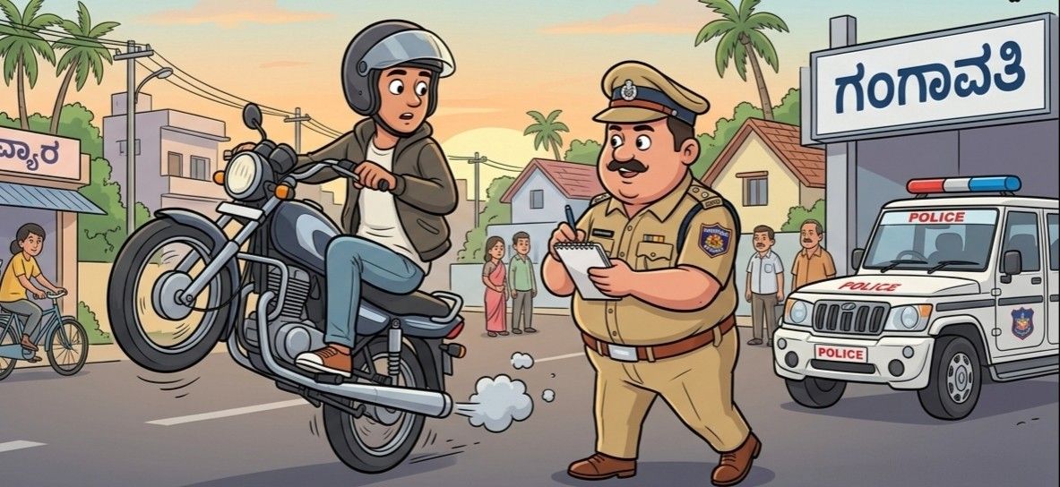 ಬೆಳಗ್ಗೆ ಐದಕ್ಕೆ ವ್ಹೀಲಿಂಗ್ ಮಾಡುವಾಗ ಸಿಕ್ಕ ಯುವಕನ ಮೇಲೆ ದೂರು