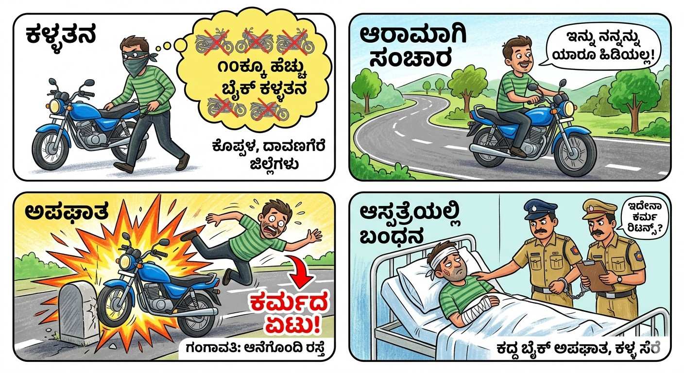 ಕರ್ಮ ರಿಟರ್ನ್ಸ್ ಅಂದರೆ ಇದೇನಾ...:? ಕಳ್ಳನನ್ನು ಲಾಕ್ ಮಾಡಿದ ರೋಡ್ ಆಕ್ಸಿಡೆಂಟ್