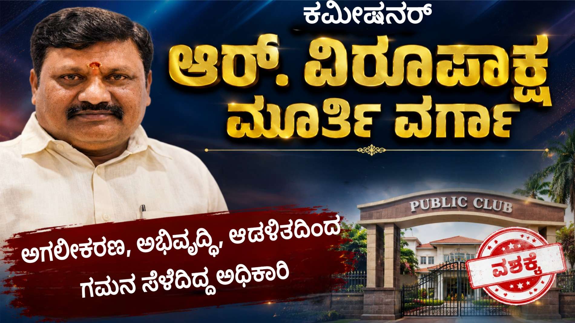 ಕಮೀಷನರ್ ಆರ್. ವಿರೂಪಾಕ್ಷ ಮೂರ್ತಿ ವರ್ಗಾ